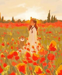 Penguin and Blooming Garden Paint By Numbers