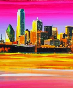 Colorful Dallas Skyline Cityscape Paint By Numbers