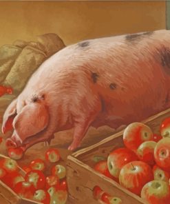 Adorable Pig Eating Apples Paint By Numbers