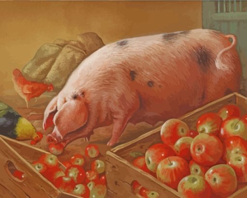 Pig-Eating-Apples-paint-by-numbers