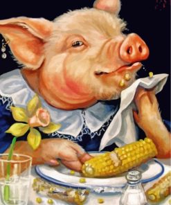 Adorable Pig Corn Feast Paint By Numbers