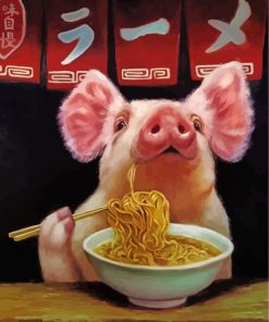 Adorable Pig Noodles Paint By Numbers