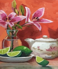 Pink Lilies Vase Paint By Numbers