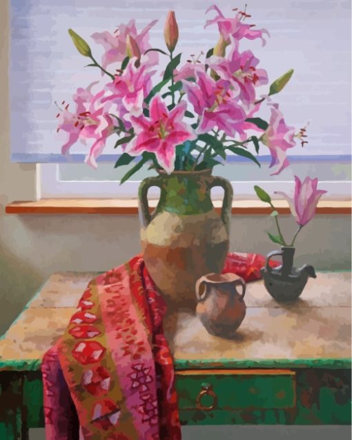 Pink-Lilies-Vase-paint-by-numbers