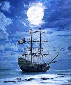 Moonlit Pirate Ship Paint By Numbers