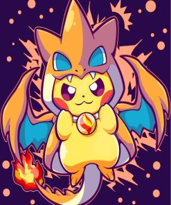 Charizard and Pikachu Animation Paint By Numbers