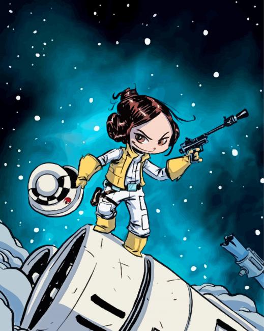 Finalizing the Princess Leia Baby Star Wars Paint By Numbers Artwork