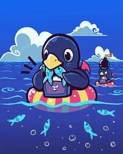 Prinny-in-sea-paint-by-numbers