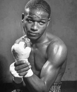 Sugar Ray Robinson Black and White Paint By Numbers