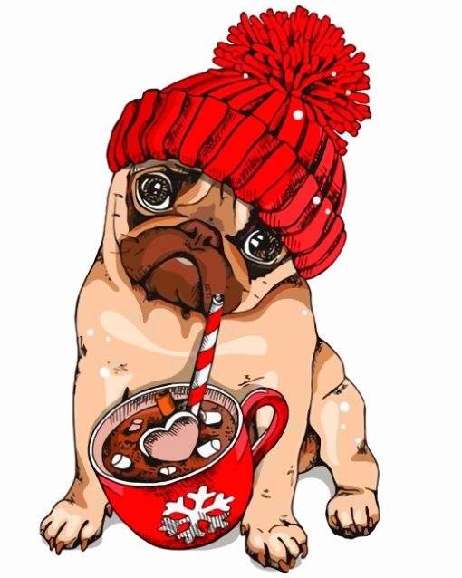 Pug-Dog-Drinking-Coffee-paint-by-numbers