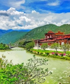 Punakha Bhutan Scenic Splendor Paint By Numbers