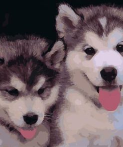 Puppies of Brown Huskies Paint By Numbers