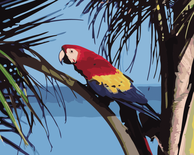 Coconut Tree Parrot Birds Paint By Numbers