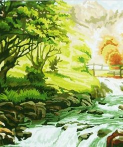 Mountain Stream Landscape Paint By Numbers