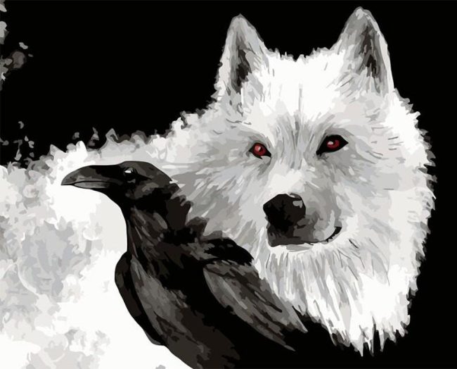 Wolf and Raven Animal Paint By Numbers