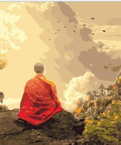 Monk Mountain Scene Paint By Numbers