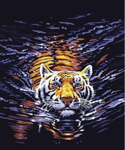 Tiger in Water Animal Art Paint By Numbers
