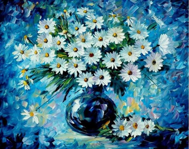 White Daisy Vase Paint By Numbers