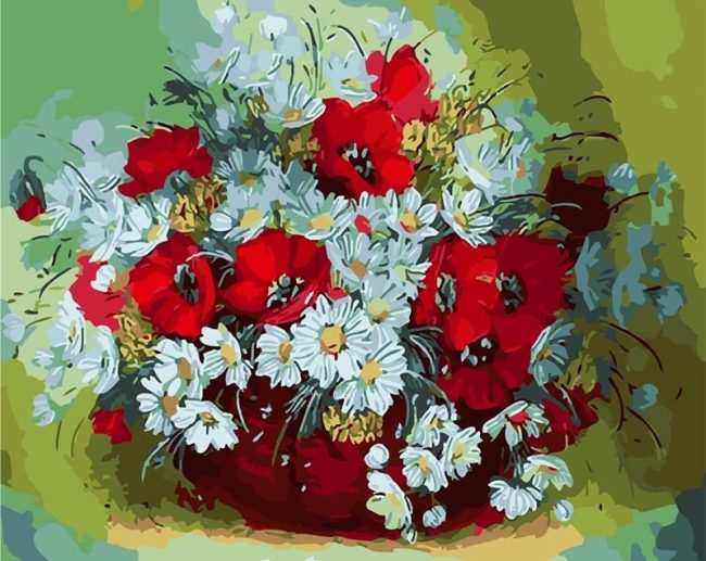 Daisy Floral Vase Paint By Numbers