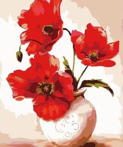 Red Flowers Vase Paint By Numbers