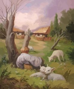 Shepherd Sheep Pasture Paint By Numbers
