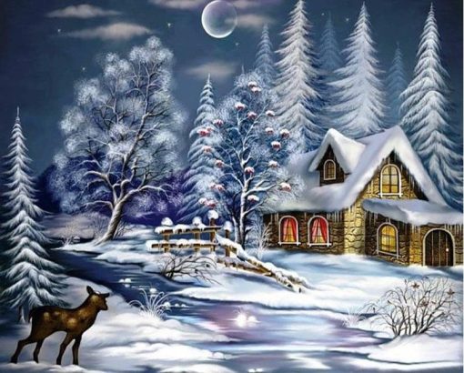 RUOPOTY-Frame-Christmas-Snow-Night-DIY-Painting-By-Numbers-Landscape-Kit-Picture-Coloring-By-Numbers-For