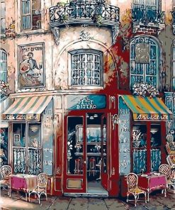 Coffee Shop Cityscape Paint By Numbers