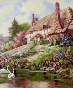 Vintage Countryside Village Paint By Numbers