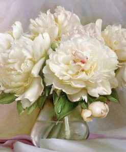 White Flowers Vase Paint By Numbers