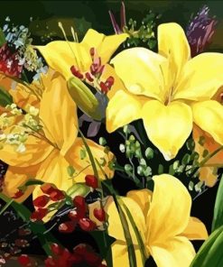 Yellow Lily Flower Vase Paint By Numbers