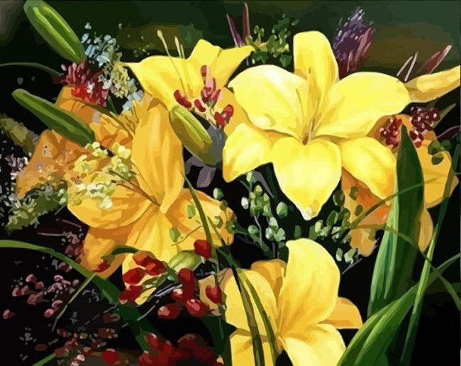 Yellow Lily Flower Vase Paint By Numbers