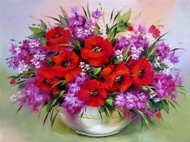 Flowers Vase Poppy Paint By Numbers