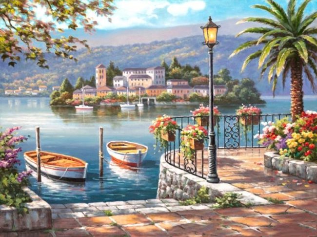 Mediterranean Lakeside Vista Paint By Numbers