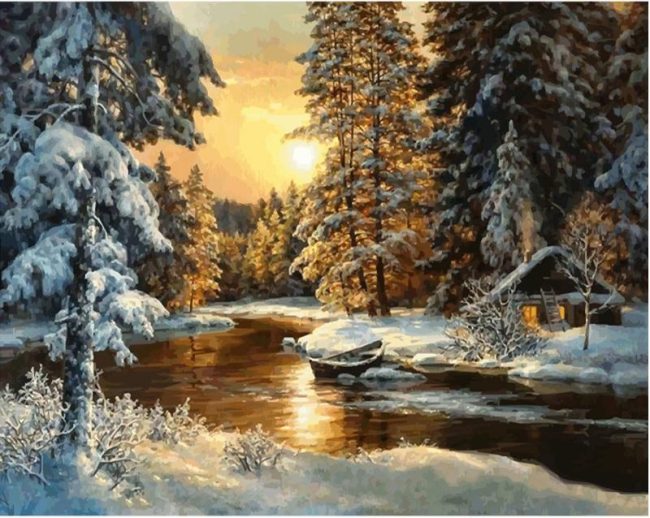 Winter Forest Scene Paint By Numbers