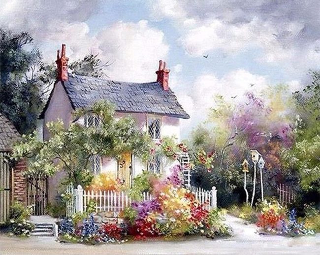 Rural House Nature Scene Paint By Numbers