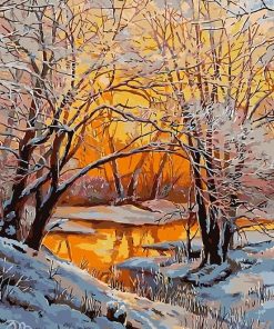 Modern Snow Lake Paint By Numbers