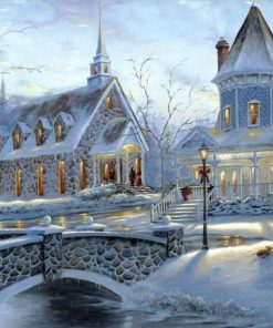 Romantic Snowy Cityscapes Paint By Numbers