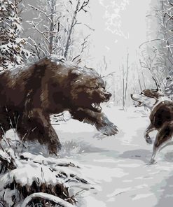 Bear And Wolf Struggle Paint By Numbers