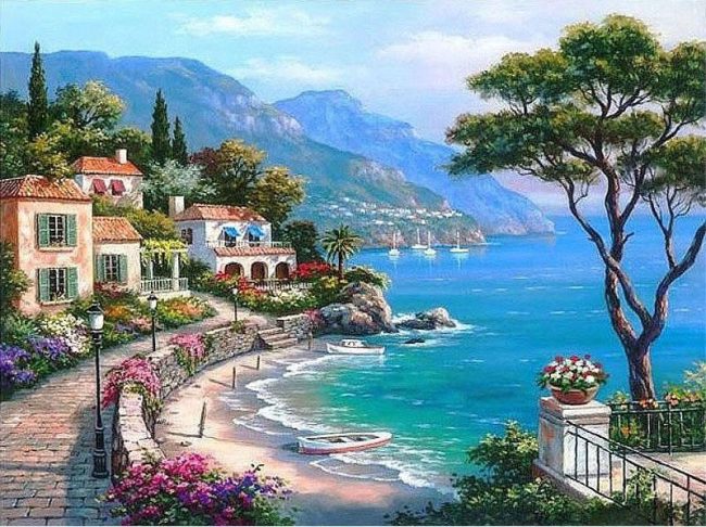 Sung Kim Mediterranean Seascape Paint By Numbers