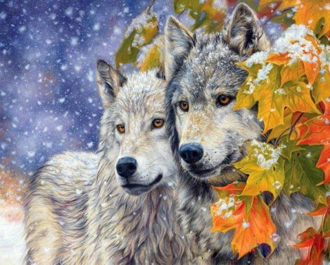 Wolf Couple Painting Kits Paint By Numbers