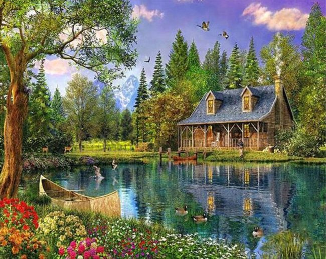 Wonderland Lakeside Scene Paint By Numbers