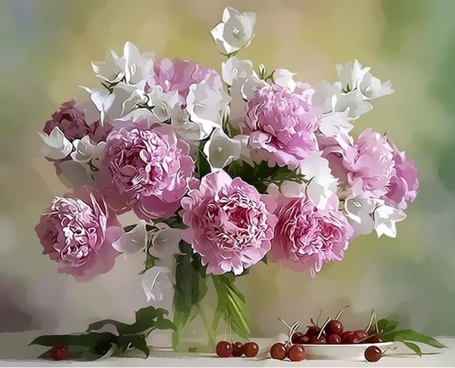 Pink and White Flowers Paint By Numbers