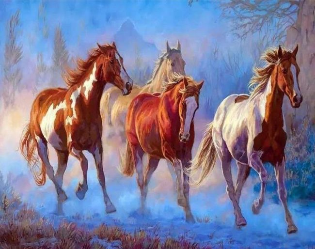 White Horses Herd Paint By Numbers