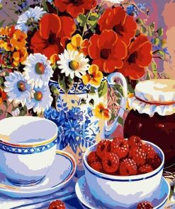 Floral Fruits and Tea Paint By Numbers