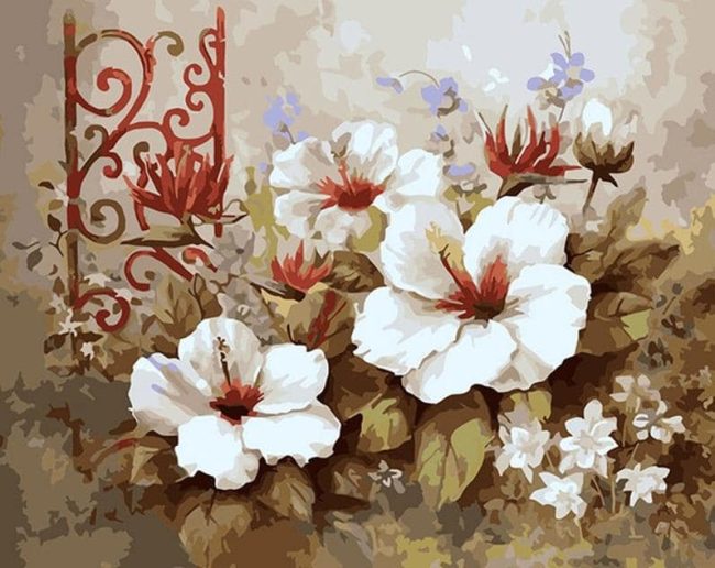 Vintage White Flowers Paint By Numbers