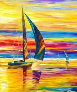 Sunset Sailing Boats Seascape Paint By Numbers