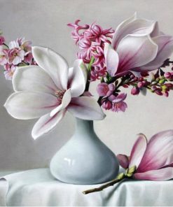White Magnolia Flower Paint By Numbers