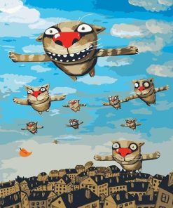 Cat Aesthetic Flying Pets Paint By Numbers