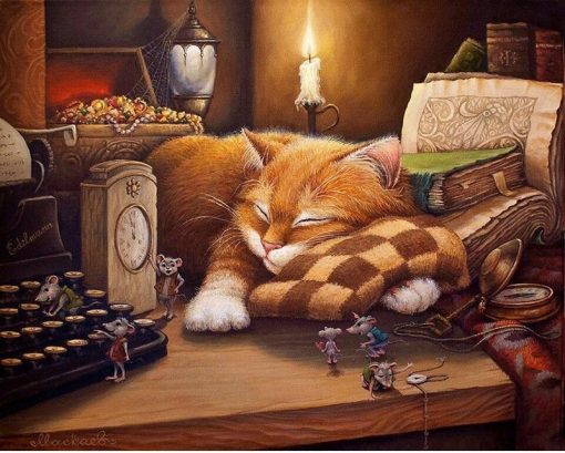 RUOPOTY-frame-Sleep-Cat-DIY-Painting-By-Numbers-Animals-Hand-painted-Picture-Paint-By-Numbers-Gift