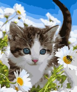 Cat And Flowers Animals Paint By Numbers